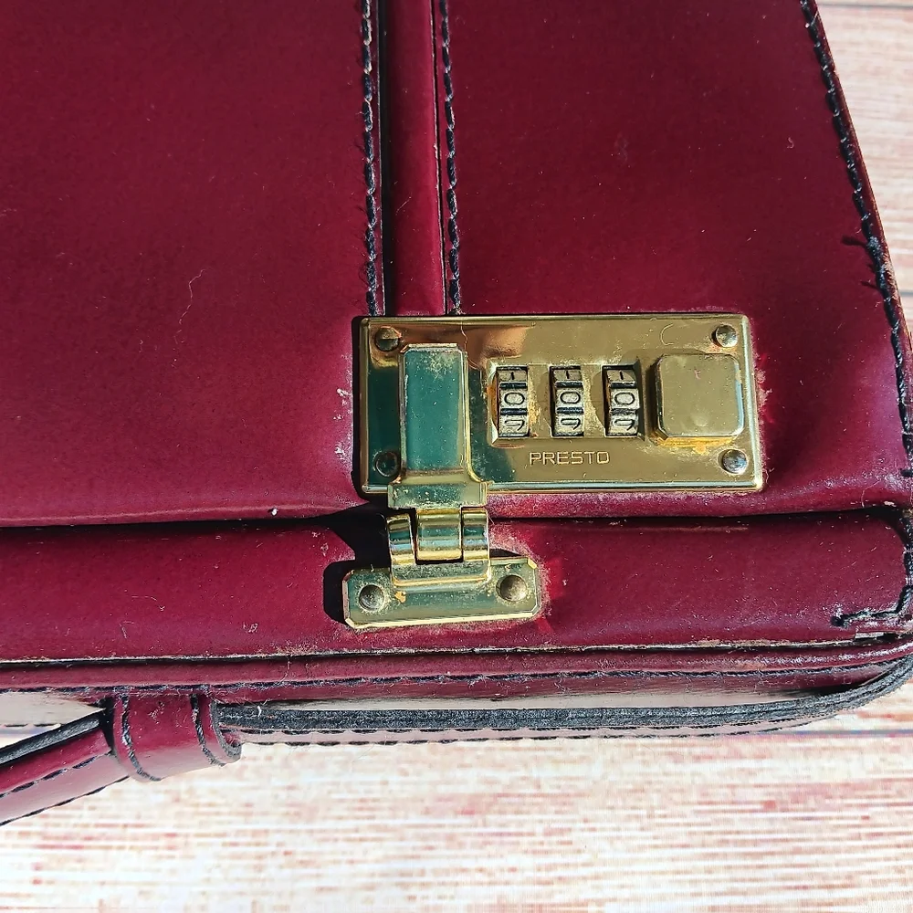 Vintage! Presto Burgundy TOP Grain leather Briefcase